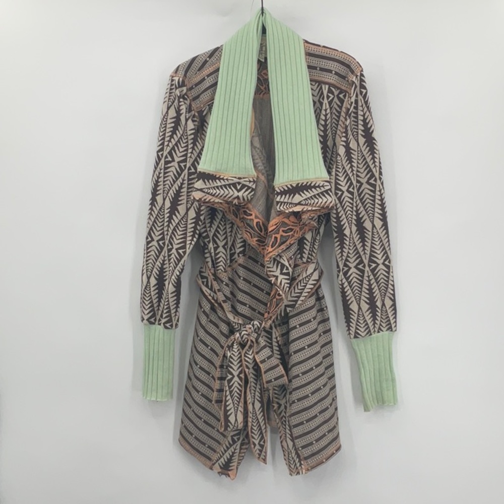 Gimmicks by BKE Knit Open Cardigan Sweater Tie Waist Mint Green Size L